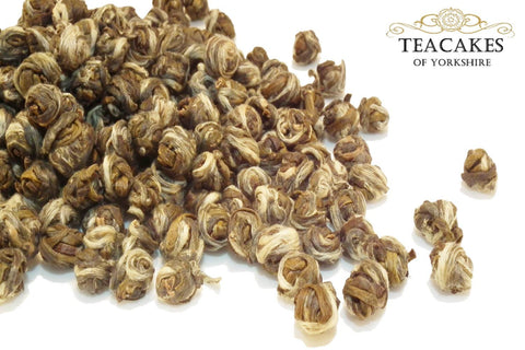 Jasmine Pearls Tea Green Loose Leaf Rolled 50g - TeaCakes of Yorkshire