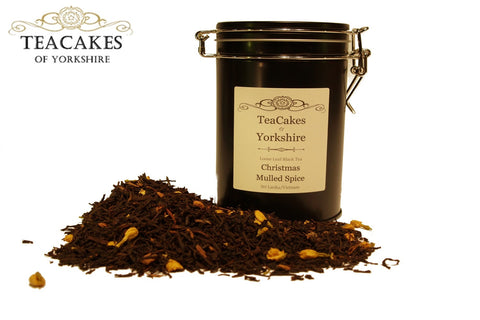 Christmas Mulled Spice Tea Gift Caddy Black Flavoured Leaf 100g - TeaCakes of Yorkshire