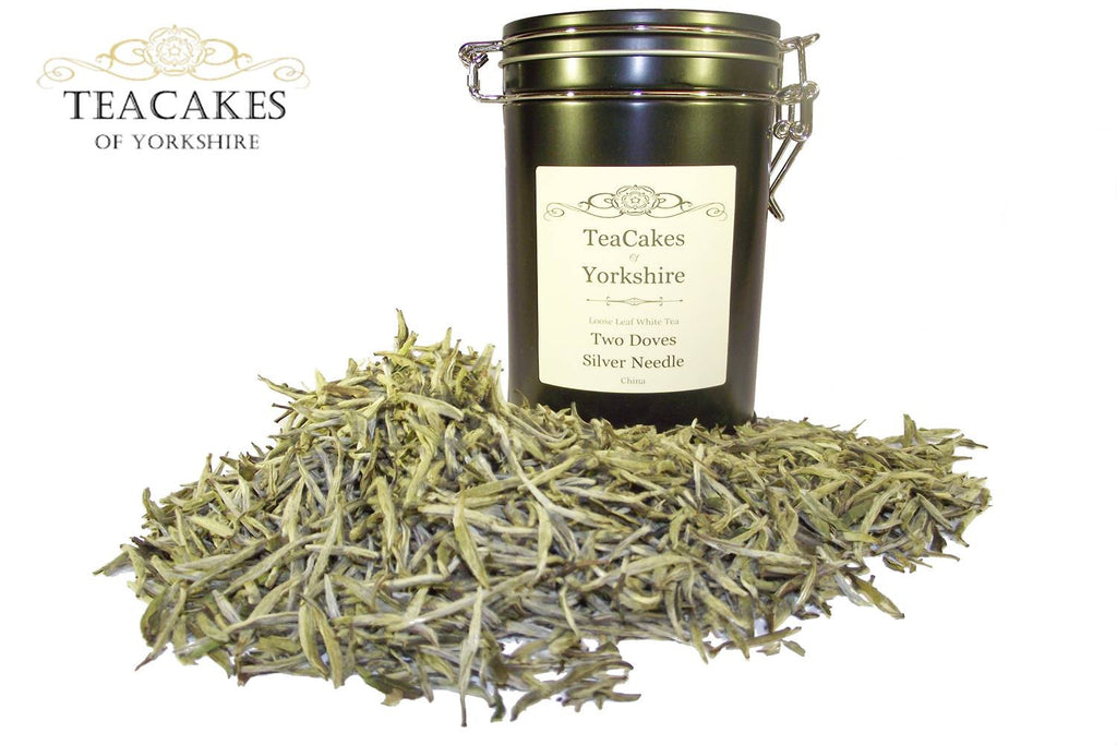 Two Doves Silver Needle Tea Gift Caddy White Loose Leaf 50g - TeaCakes of Yorkshire